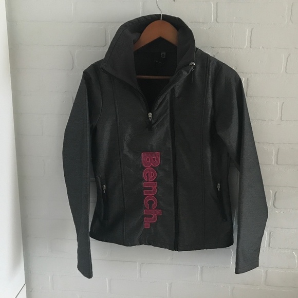 Bench Women’s track Shell Jacket Dark gray pink fleece lining Activewear S - Picture 9 of 9